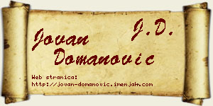 Jovan Domanović vizit kartica